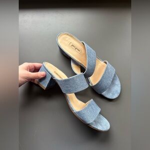 Paul Green Suede Faux Denim Block Heel- 6.5